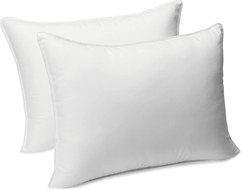 AMAZON BASICS Down Alternative Bed Pillows - Medium Density, Standard, 2-Pa