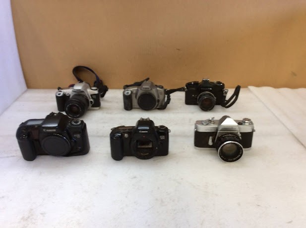 Fujica ST701 & Minolta SR-2 & Canon EOS Cameras (Lot of 6)