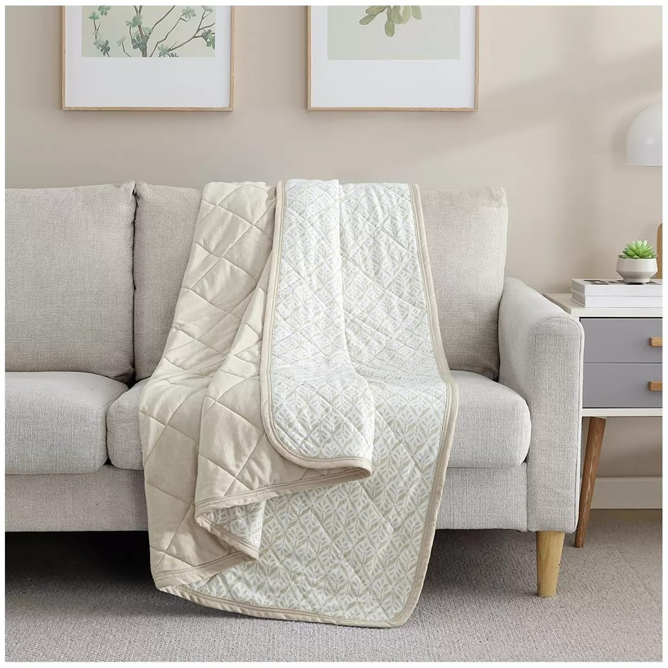 SUTTON PLACE Cooling Throw, Reversible, 60" x 70", Natural. NB: Shop soiled