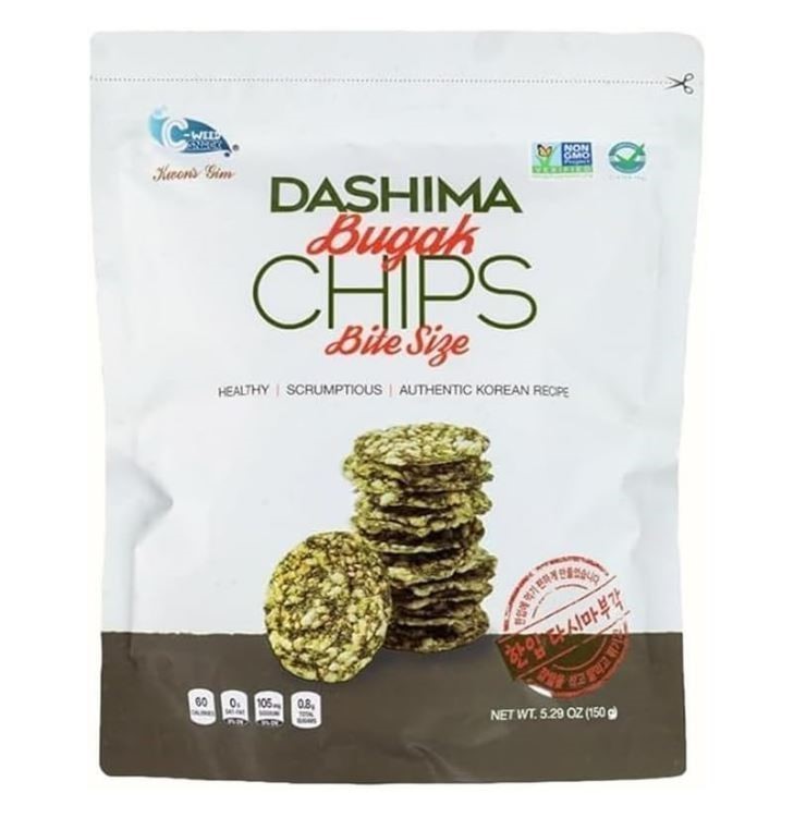 4 x KWON'S GIM Dashima Bugak Bite Size Seaweed Chips, 150g. Best Before: 08