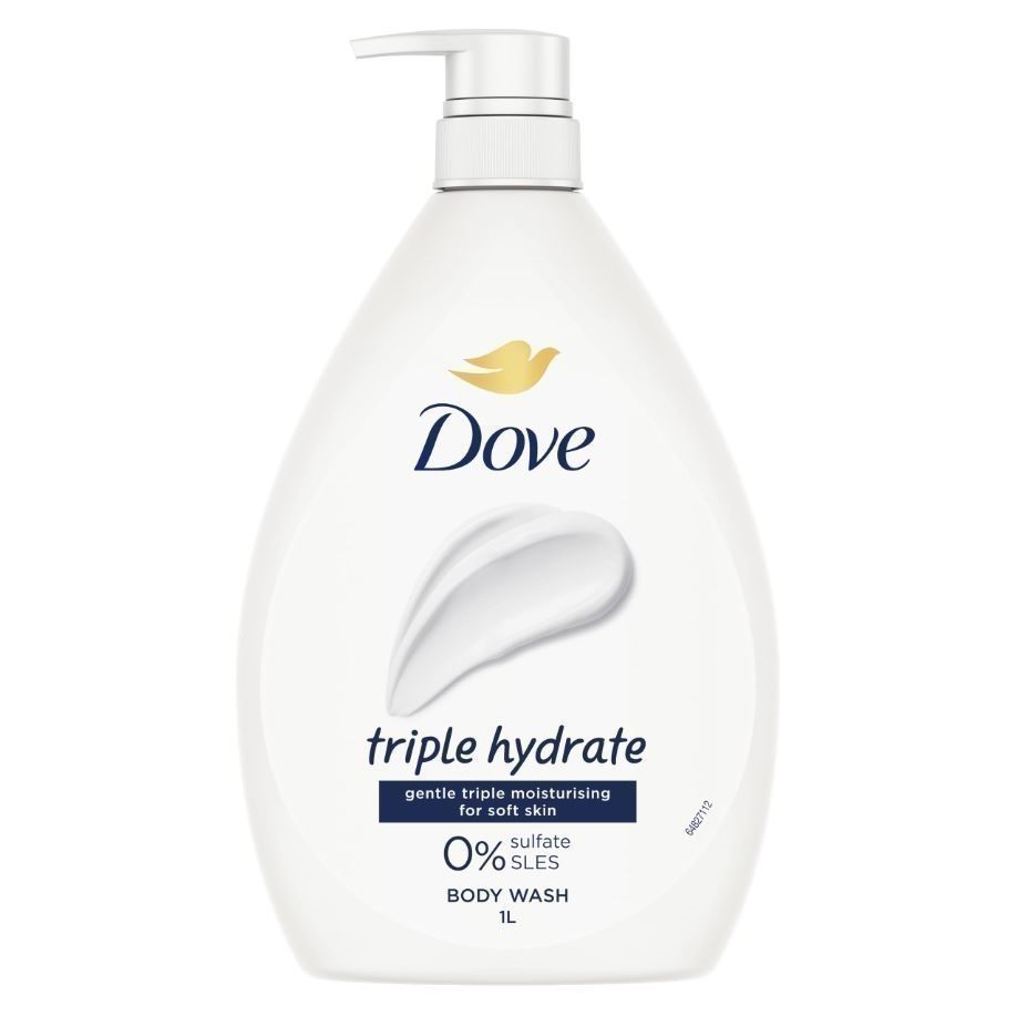 3 x DOVE Triple Hydrate Gentle Moisturising for Soft Skin, 0% Sulfate SLES