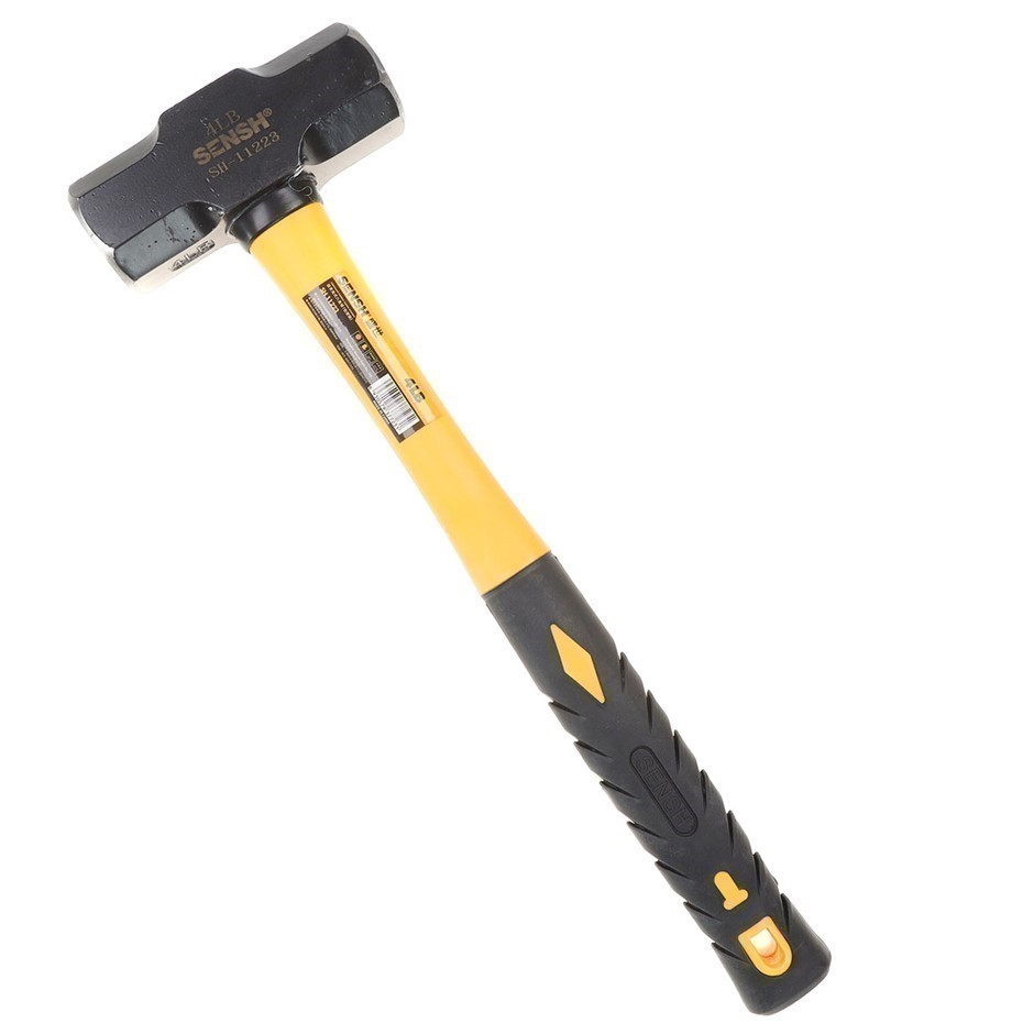SENSH 1810G Double Face Sledging Hammer with Rubber Grip Fibreglass Handle.