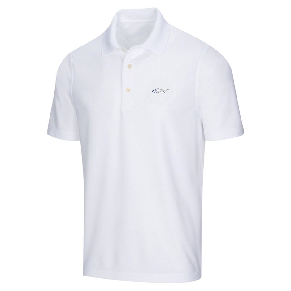 GREG NORMAN Men's Polo, Size M, 100% Polyester, White.
