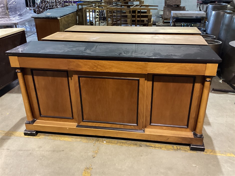 <p>Wooden Cabinets x 3 with Stone Tops</p>