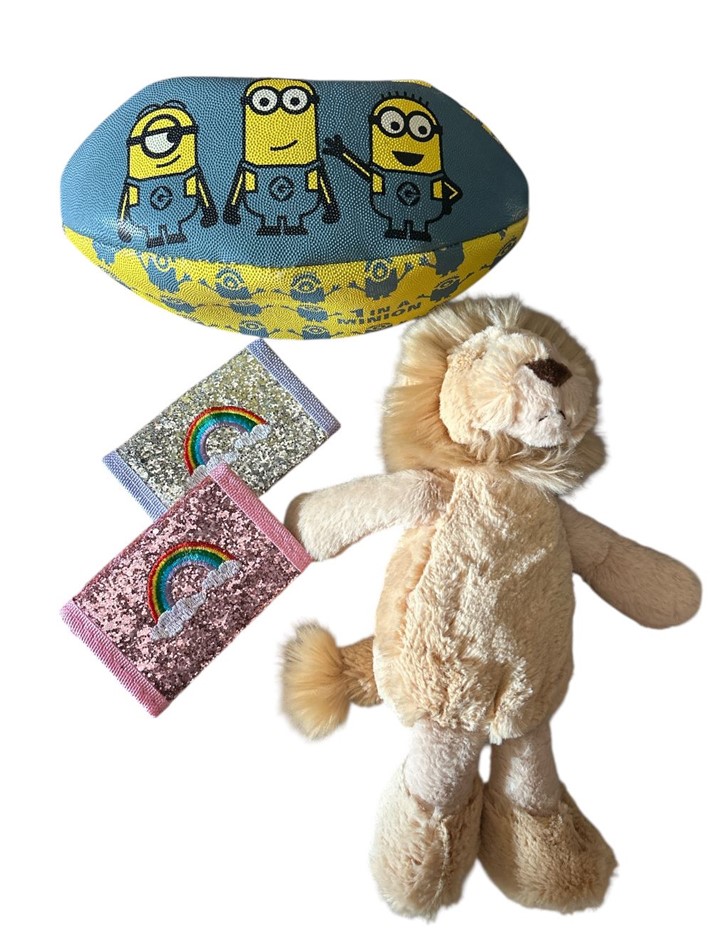 4x Assorted Kids Toys/Gifts (1x Minions Football, 1x Lion Plush Toy)