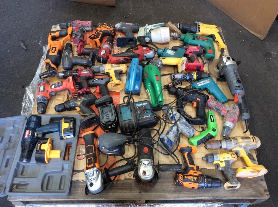 Mixed Electric Drill & Power Tool Lot (Ozito, Ryobi, Makita, Hitachi, etc.)