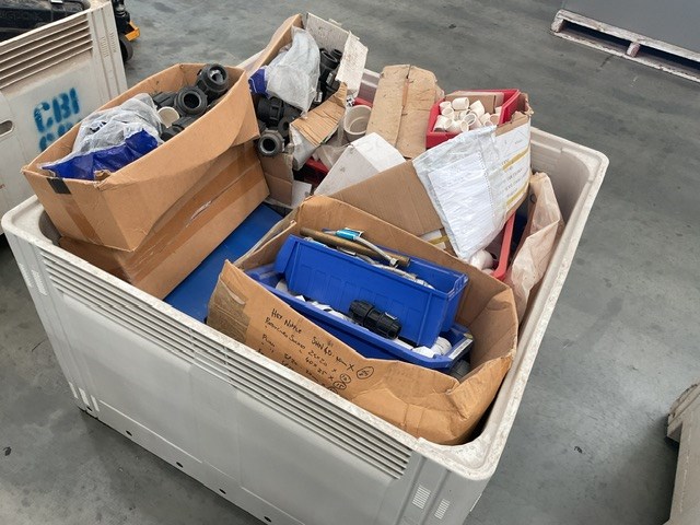 <p>Crate Containing Assorted Hose Fittings and Miscellaneous Items </p>