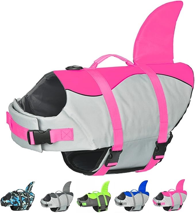 Doglay Dog Life Jacket Shark, Ripstop Dog Life Vests for Swimming Boating w