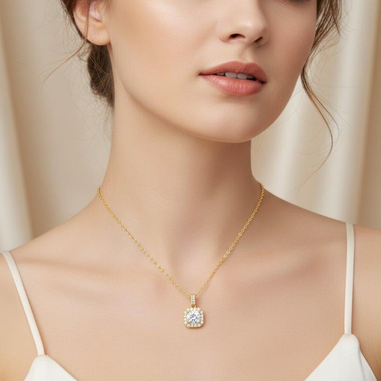 1.0ct GRA Moissanite white Brilliant Cut 925 Sterling Silver Pendant-VVS