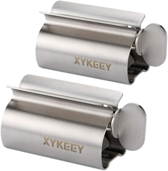 XYKEEY Toothpaste Tube Squeezer - Set of 2 Toothpaste Squeezer Rollers, Met