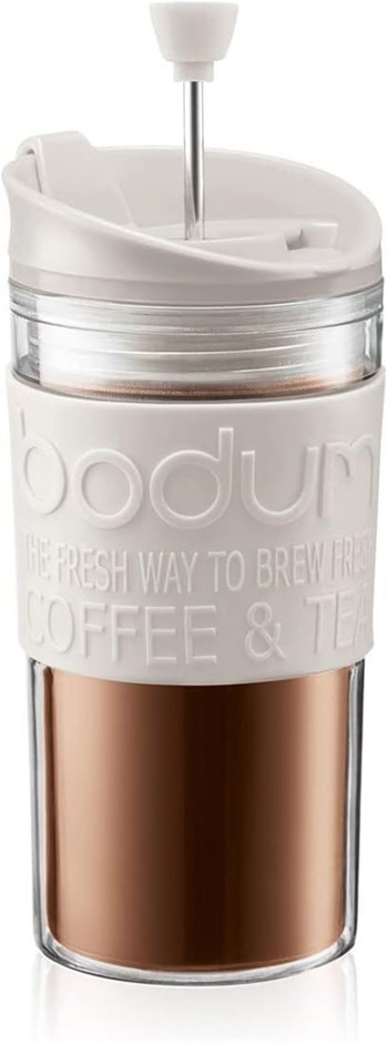 Bodum Coffee Maker Travel Mug with Extra Lid, 350ml, Off White, K11102-913