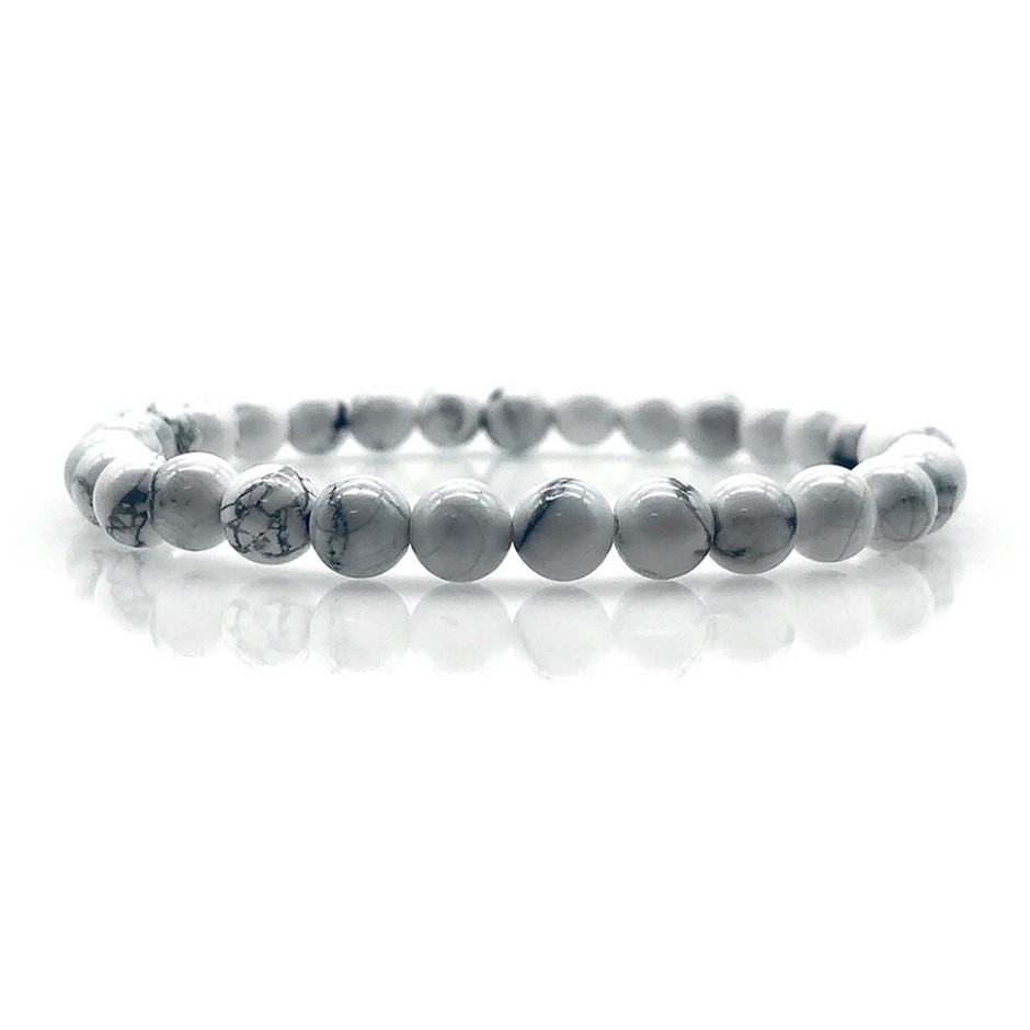 6mm Gorgeous Howlite Gemstones Beaded Bracelet.