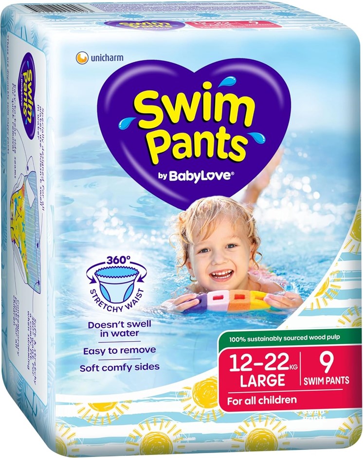 BABYLOVE Swim Pants Large (12-22kg), 3 x 9pk (27 Pieces Total)