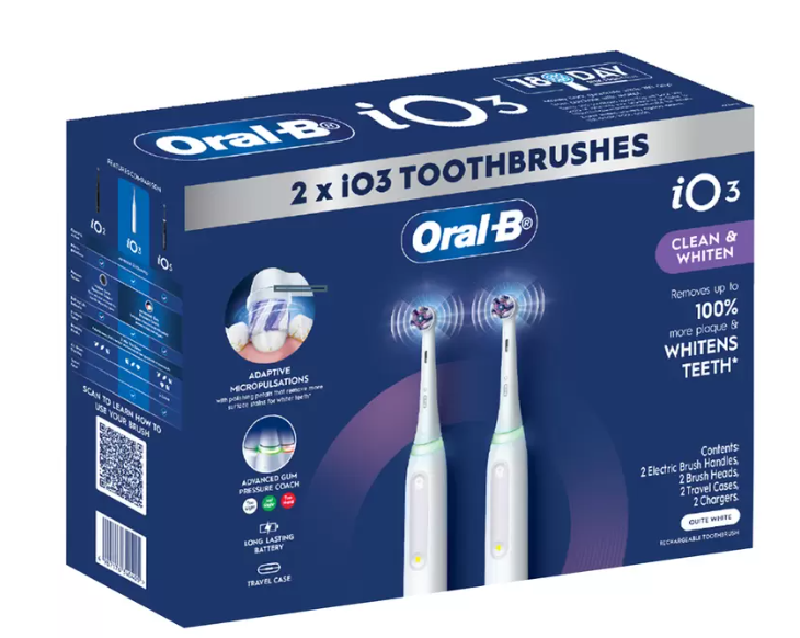 Oral B-IO3 Series 3 Dual Handle Electric Toothbrush. NB: MInor Use