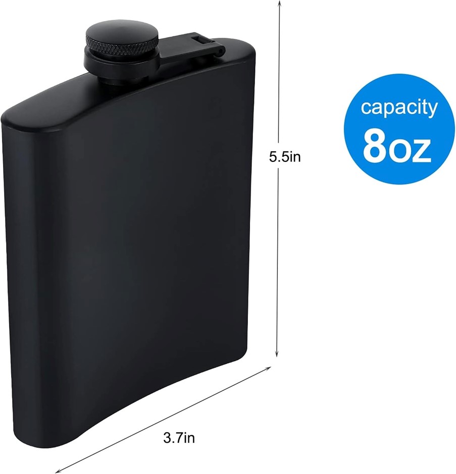 4 x GADIEDIE Hip Flask, Matte Black Stainless Steel Leakproof and Funnel, N