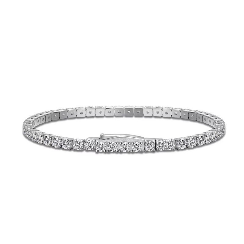 3mm Simulated Diamonds 925 Sterling Silver Tennis Bracelet-18cm