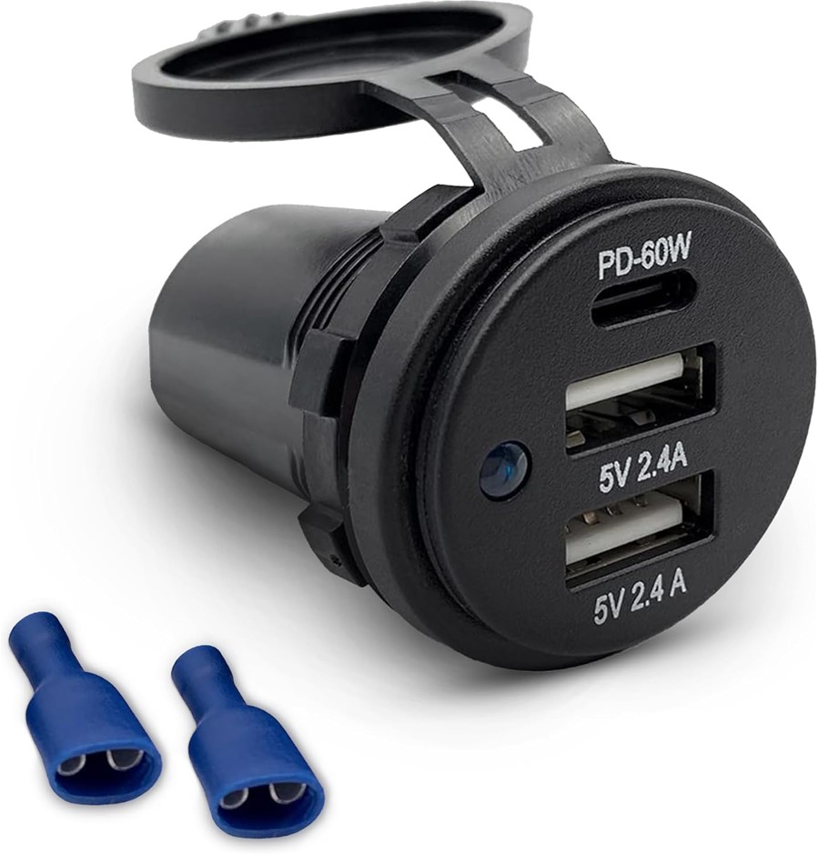 11 x OFFGRIDTEC USB Double Socket USB-A/USB-C 5V, Black.