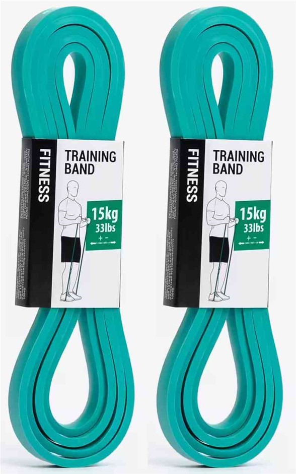 5 x DECATHLON Corength Cross Training Resistance Bands, 15kg, Turquoise.