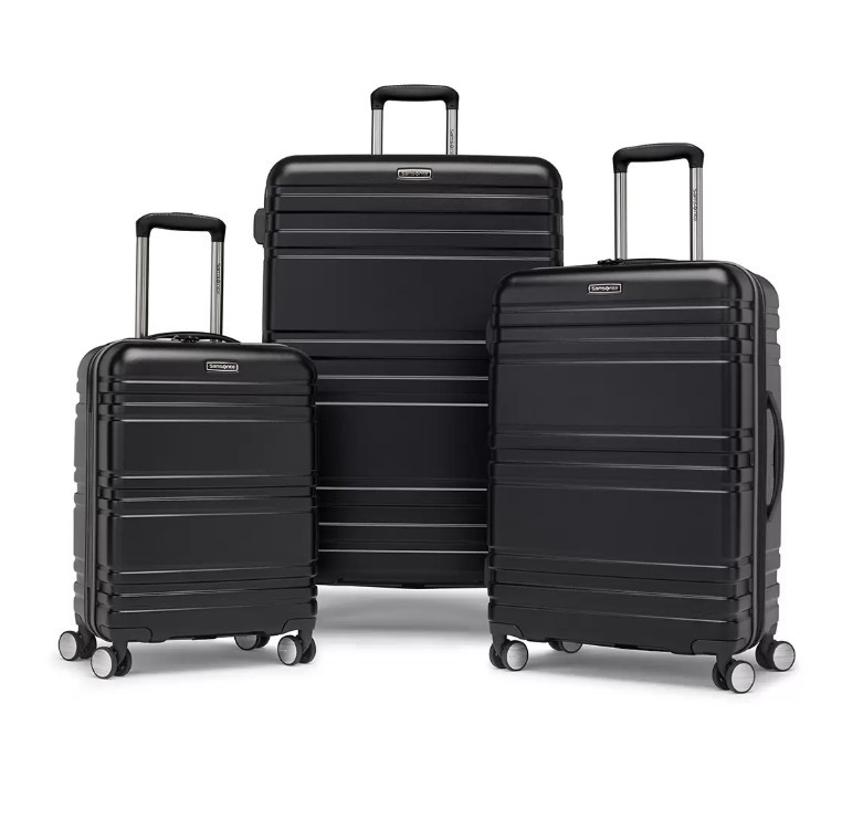 SAMSONITE Parallax Hardside Luggage Set, 3 Piece, Black. Carry On: 23x55x39
