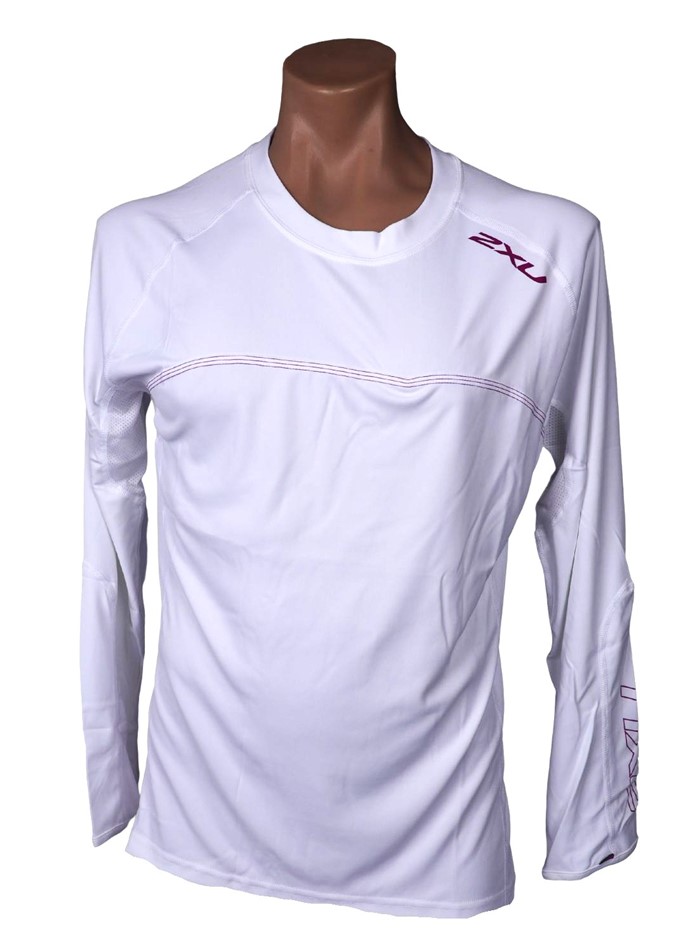 2XU Women's Sailing Short Sleeve Fibretech Tee, Size XL, White/Rose. WY2404