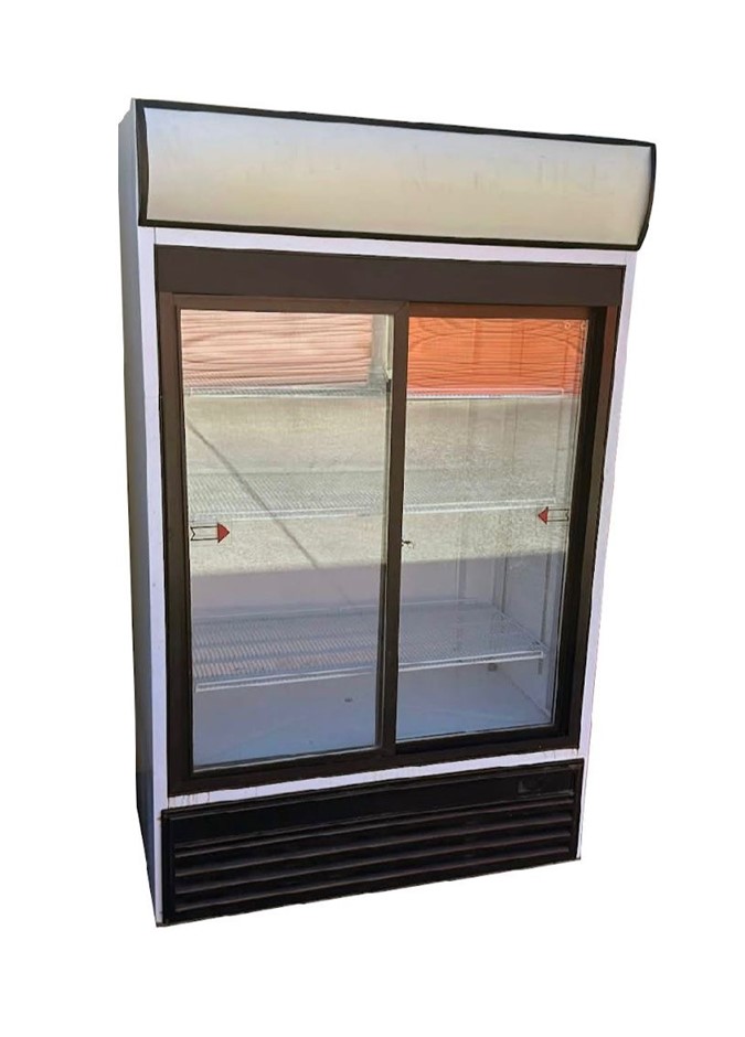 2 glass door sliding door fridge