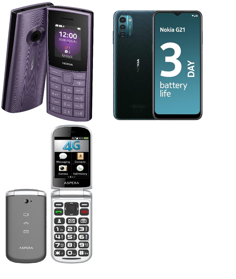 3 x Assorted Phones. 1 x ASPERRA F40. 1 x NOKIA 110 4G. 1 x NOKIA G21. NB: