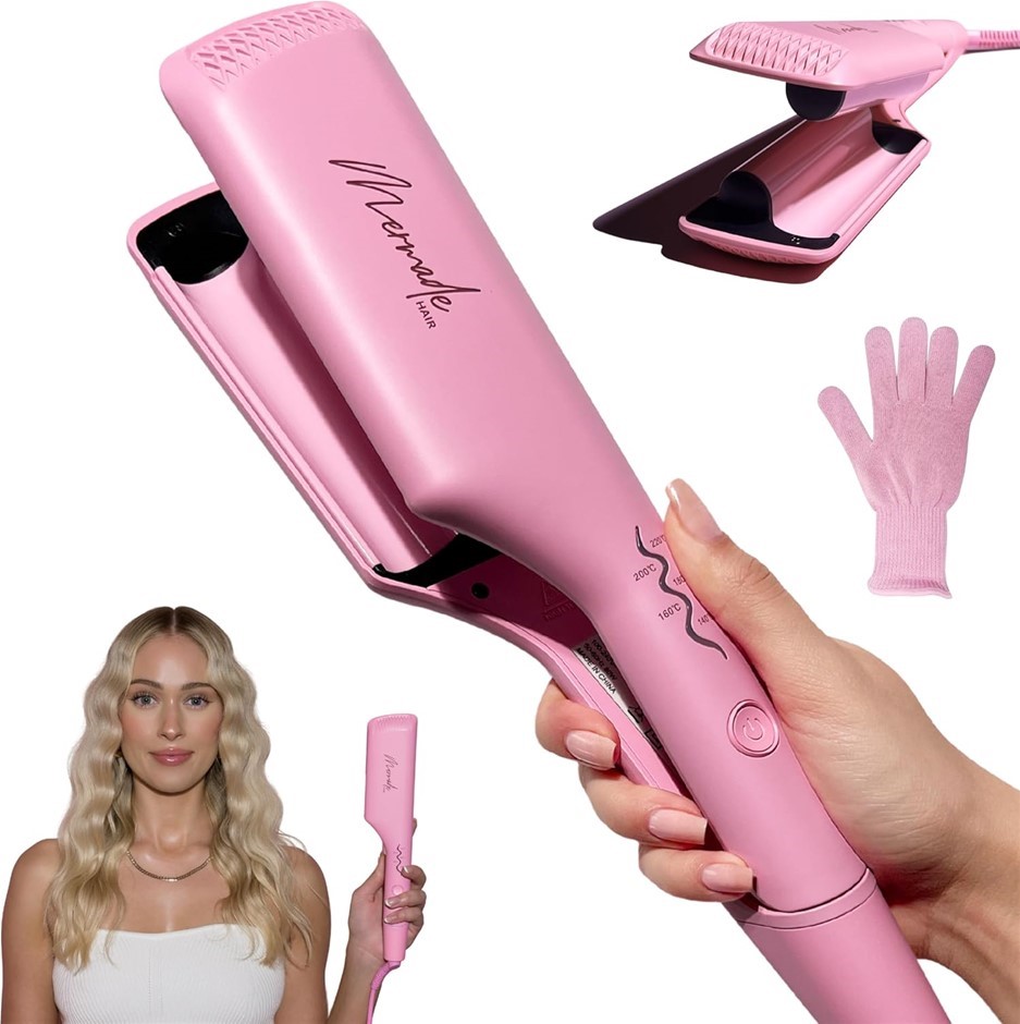 MERMADE Hair Double Waver, 25 mm Size, Pink.