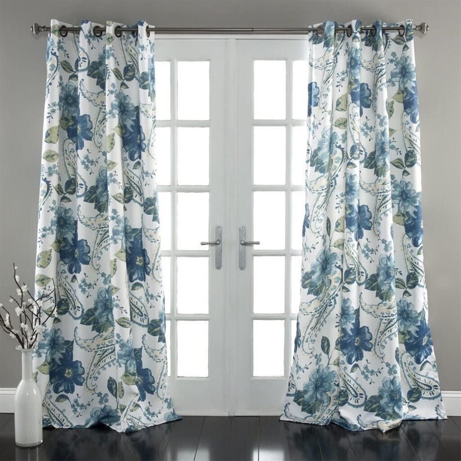 LUSH DECOR Floral Paisley Window Curtain Panel (Set of 2). Size: 84 x 52. C