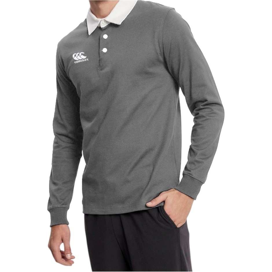 CANTERBURY Men's CCC Rugby Jersey, Size M, 60% Cotton, Solid Grey (BY6), QA