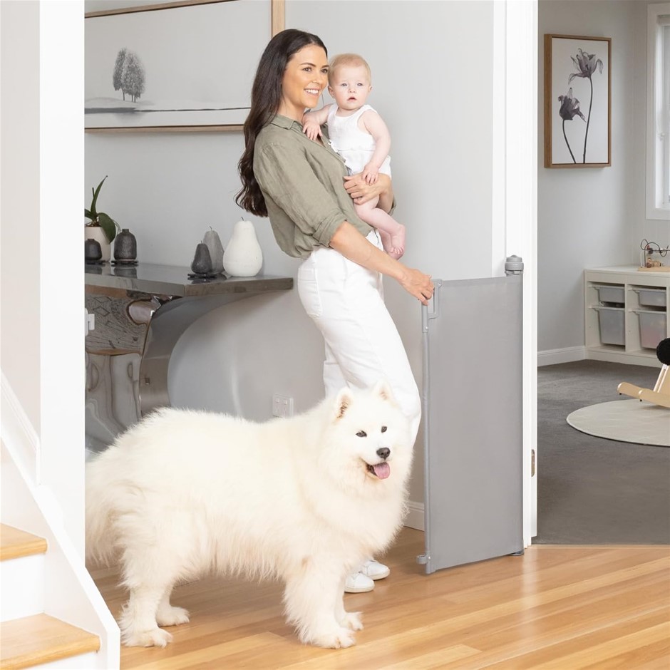 Perma Child Safety Indoor Outdoor Ultimate Retractable Baby Gate, 98cm Tall