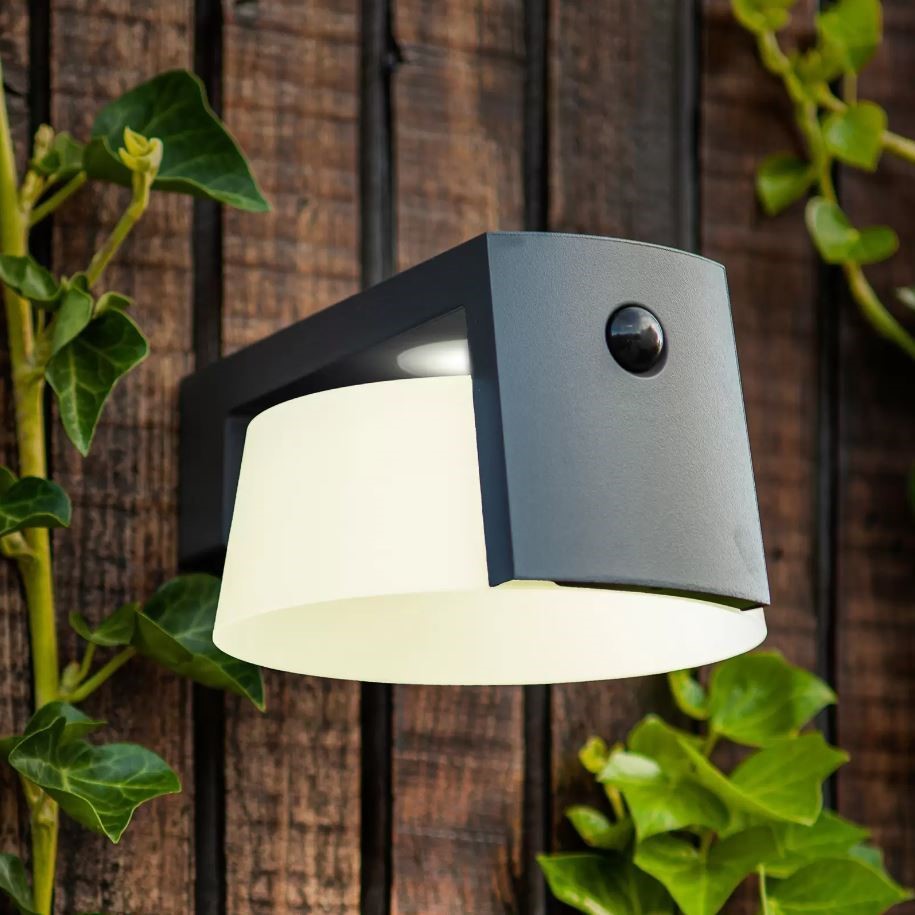 Pack of 2 LUTEC Moon Outdoor LED Solar Wall Lights w/ Motion Light Sensor.