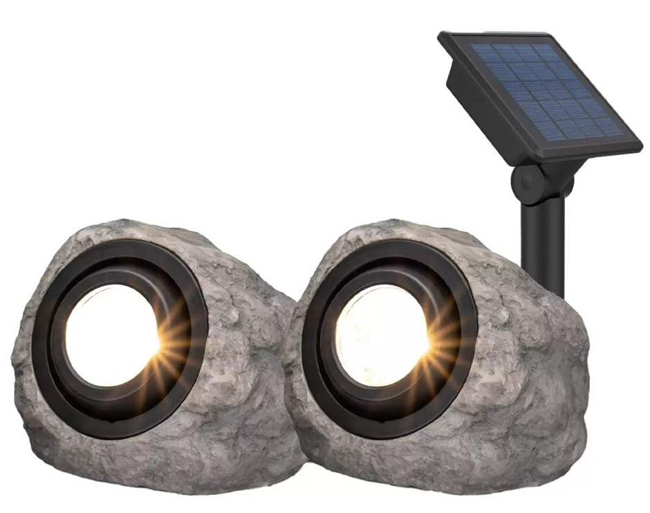 SIGNATURE 2pk Solar LED Rock Spotlight. N.B: Minor use. Buyers Note - Disc