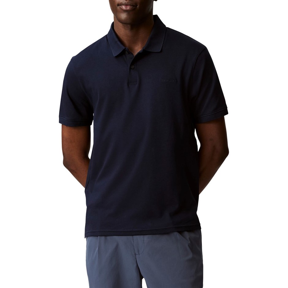 CALVIN KLEIN Men's SS Solid Liquid Touch Polo, Size S, 100% Cotton, Dark Sa