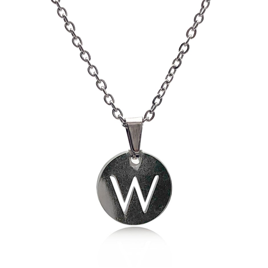 Initial Charm Letter 'W' Pendant Necklace