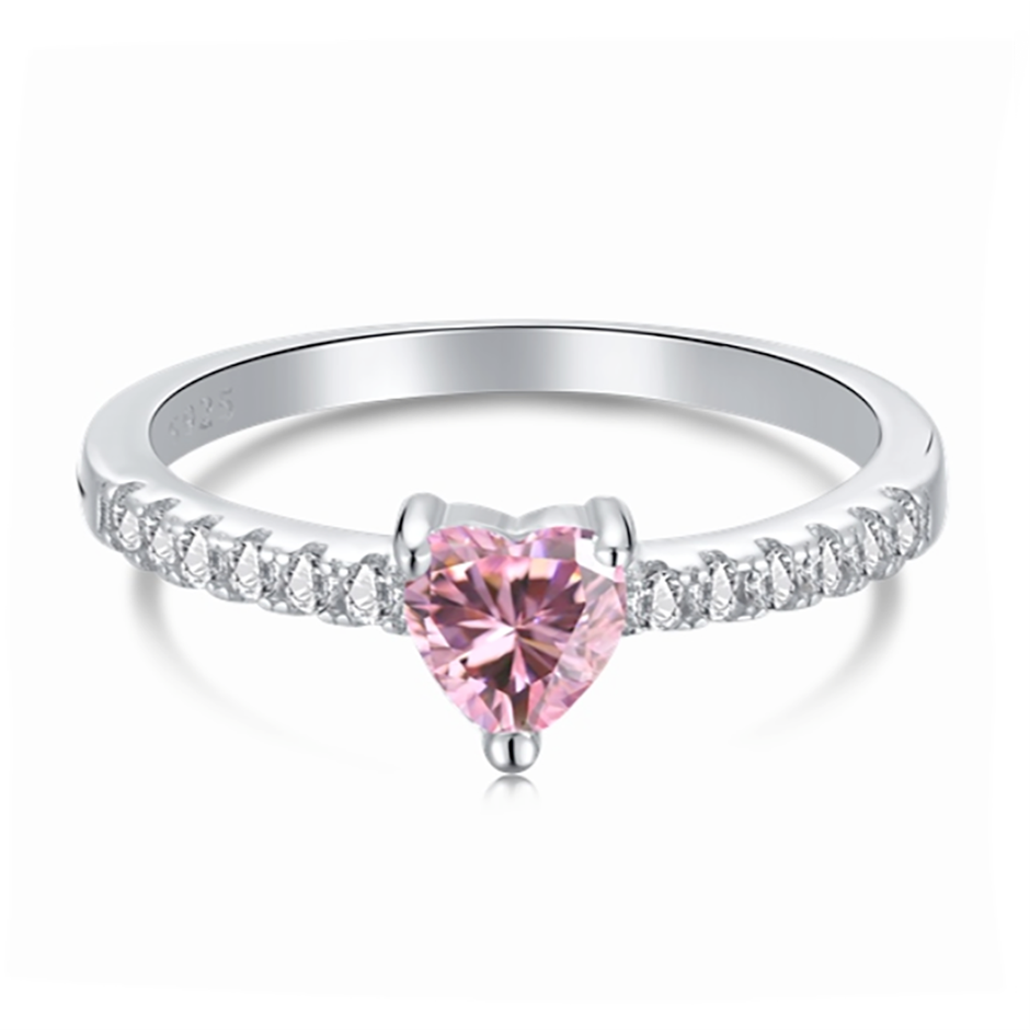 0.5ct Heart Simulated Diamond 925 Sterling Silver Ring - Size 5