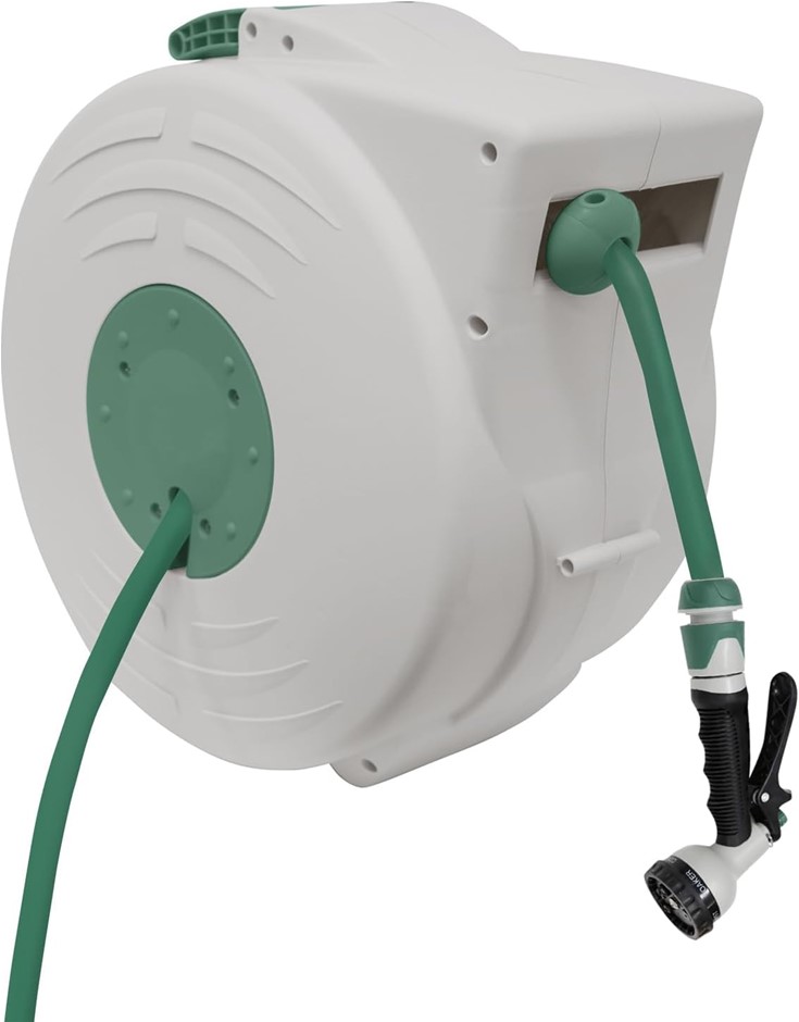 HILLS UV Resistant Retractable Water Hose Reel, 20 Meter Length.