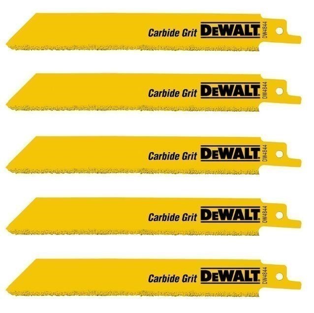 2 Packs of 5 x DeWALT 150mm Carbide Grit Reciprocating Blades, Model DW4844