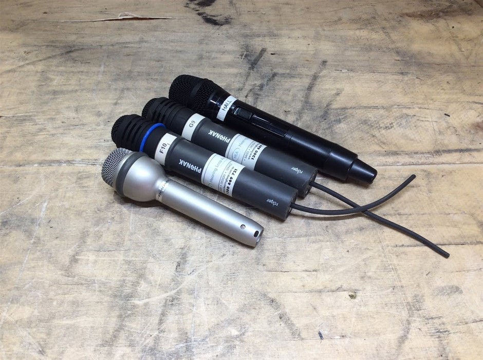 Phonak Wireless Microphone And Assorted Handheld Microphones (Lot of 4)