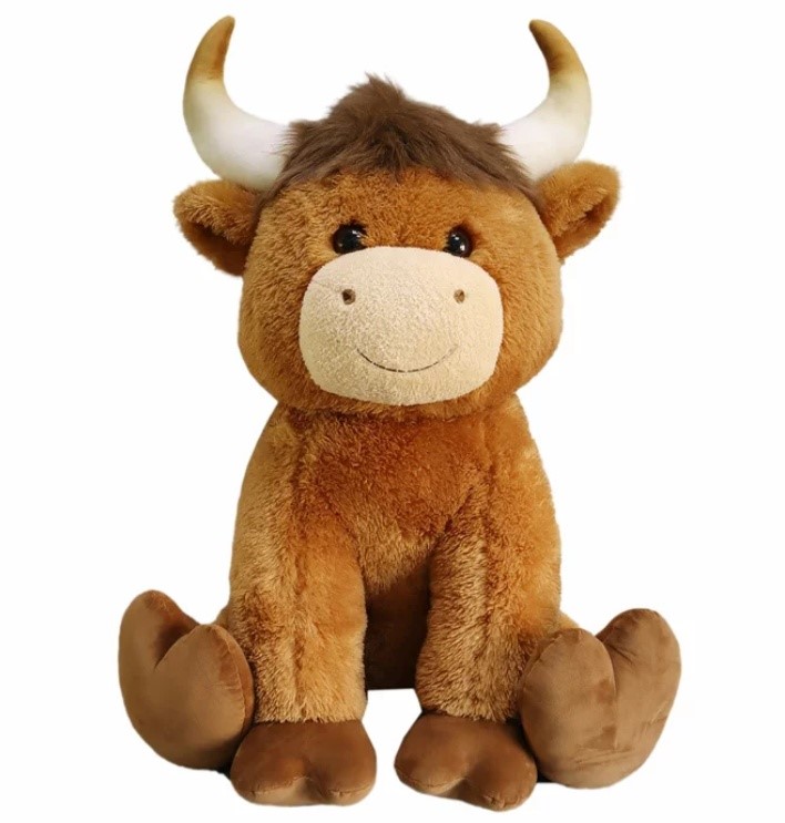 HUGFUN 33" Jumbo Plush - Highland Cow (3+ Years). NB: Minor tear in left le