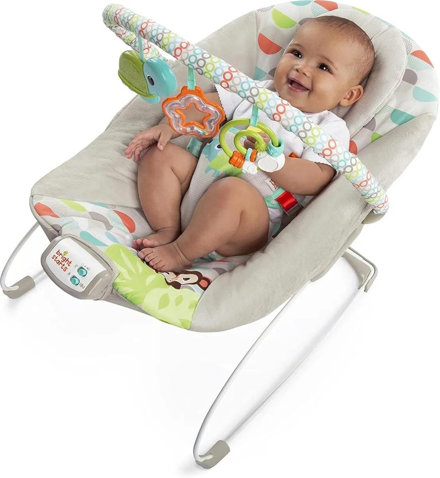 BRIGHT STARTS Kids II Bright Starts Happy Safari Bouncer Soothing Vibration