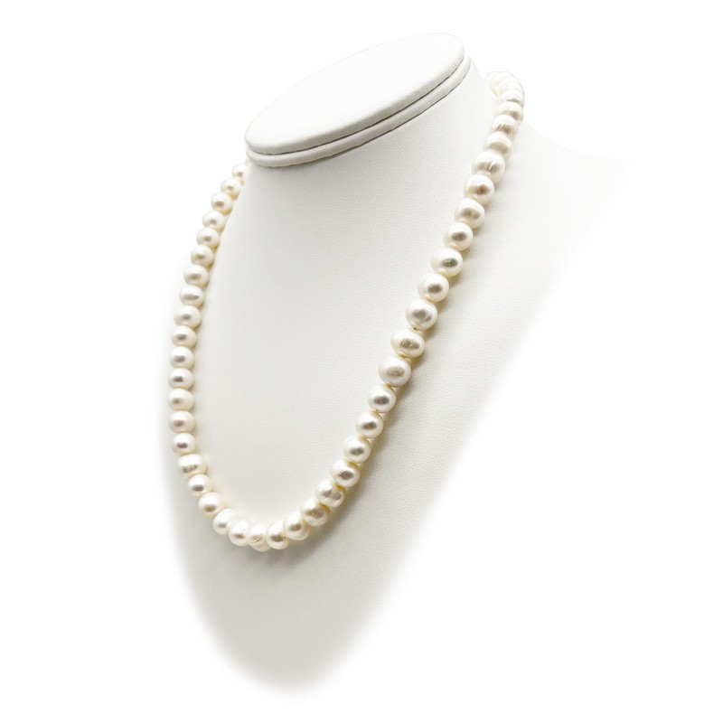 8-9mm Potato Shape Pearl with Real Platinum Plated Necklace