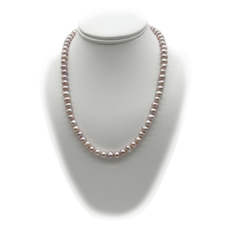 7-8mm Lavender Potato Shape Pearl with Real Platinum Plated Necklace