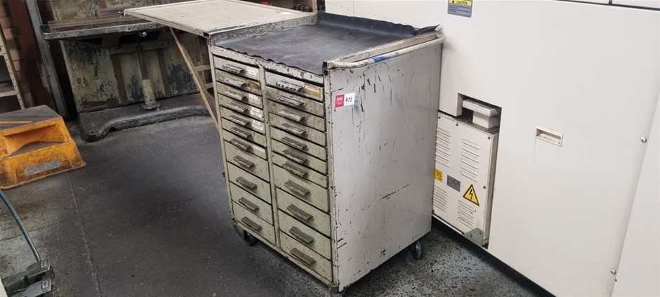 Steel Machine Tool Set-up Trolley 22 draws on wheels