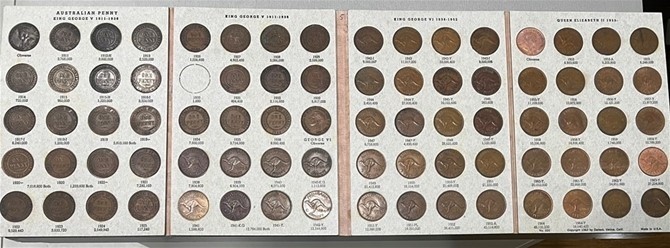 Australia Pre Decimal Cooper Pennies Set of 79 Coins