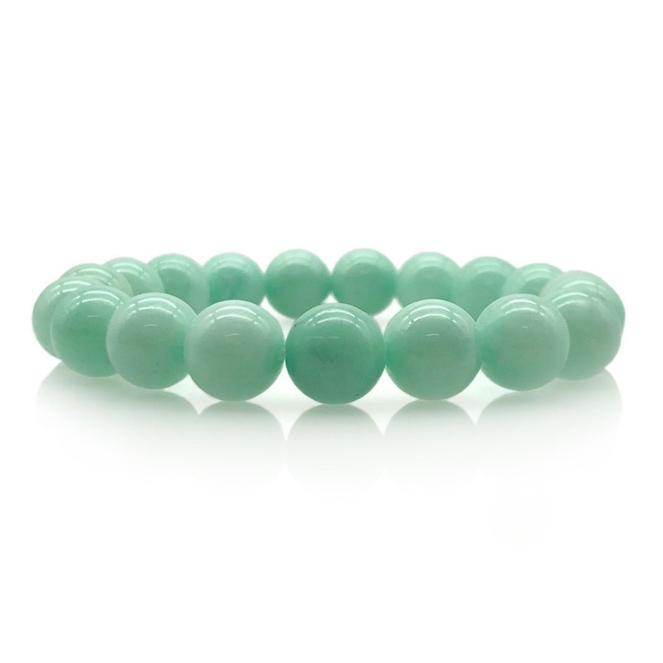 10mm Malaysia 'Jade' Quartz Gemstones Beaded Bracelet.