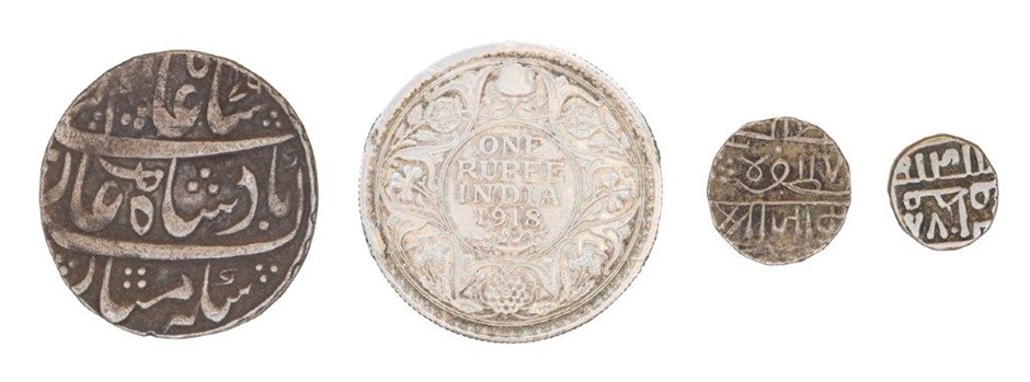 4 x Assorted Indian Princely States and British India Silver Coins