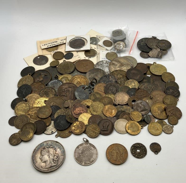 Approx. 140 x World Checks, Tokens and Commemorative Coins and Medals