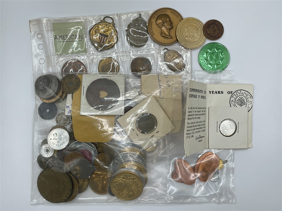 Approx. 106 x USA Tokens, Commemoratives, & Checks Mainly Early 1900s