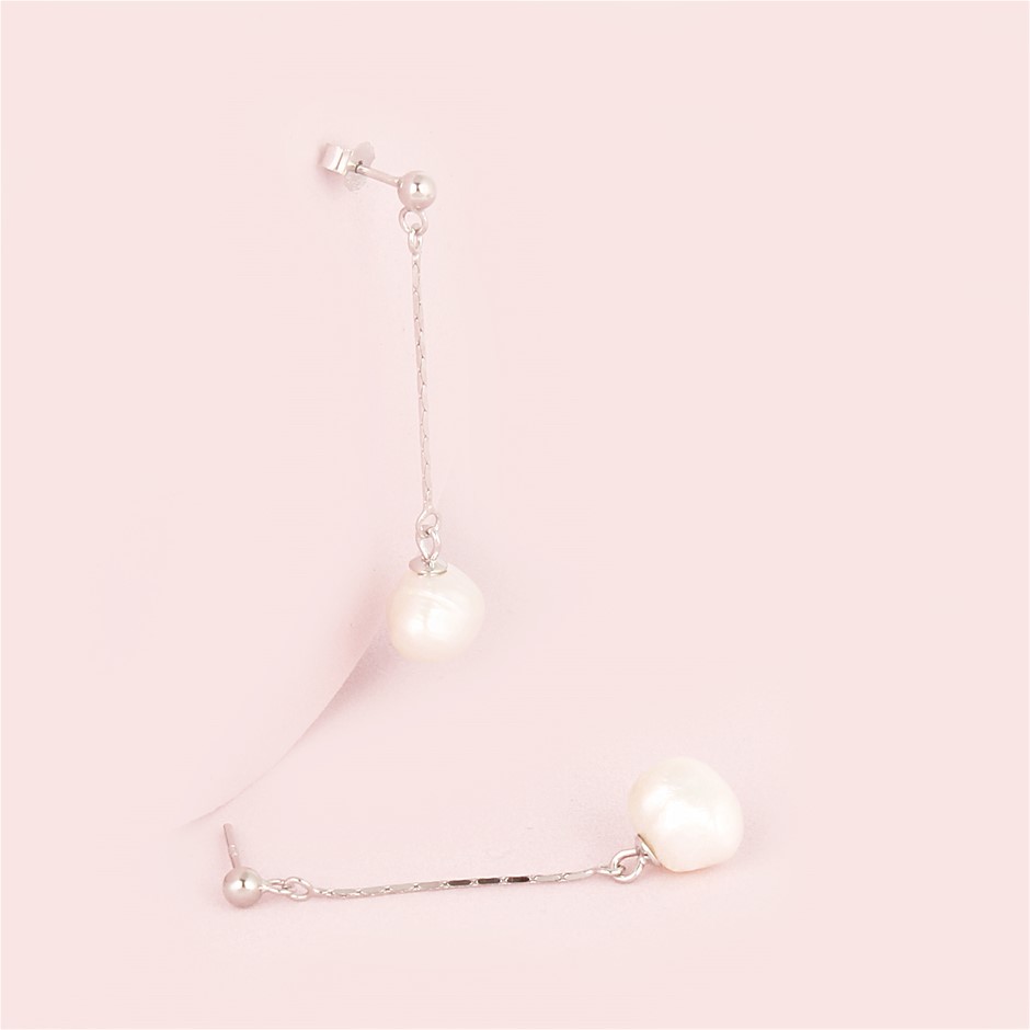 Fresh Water Pearl 925 Sterling Silver Dangle Drop Earrings
