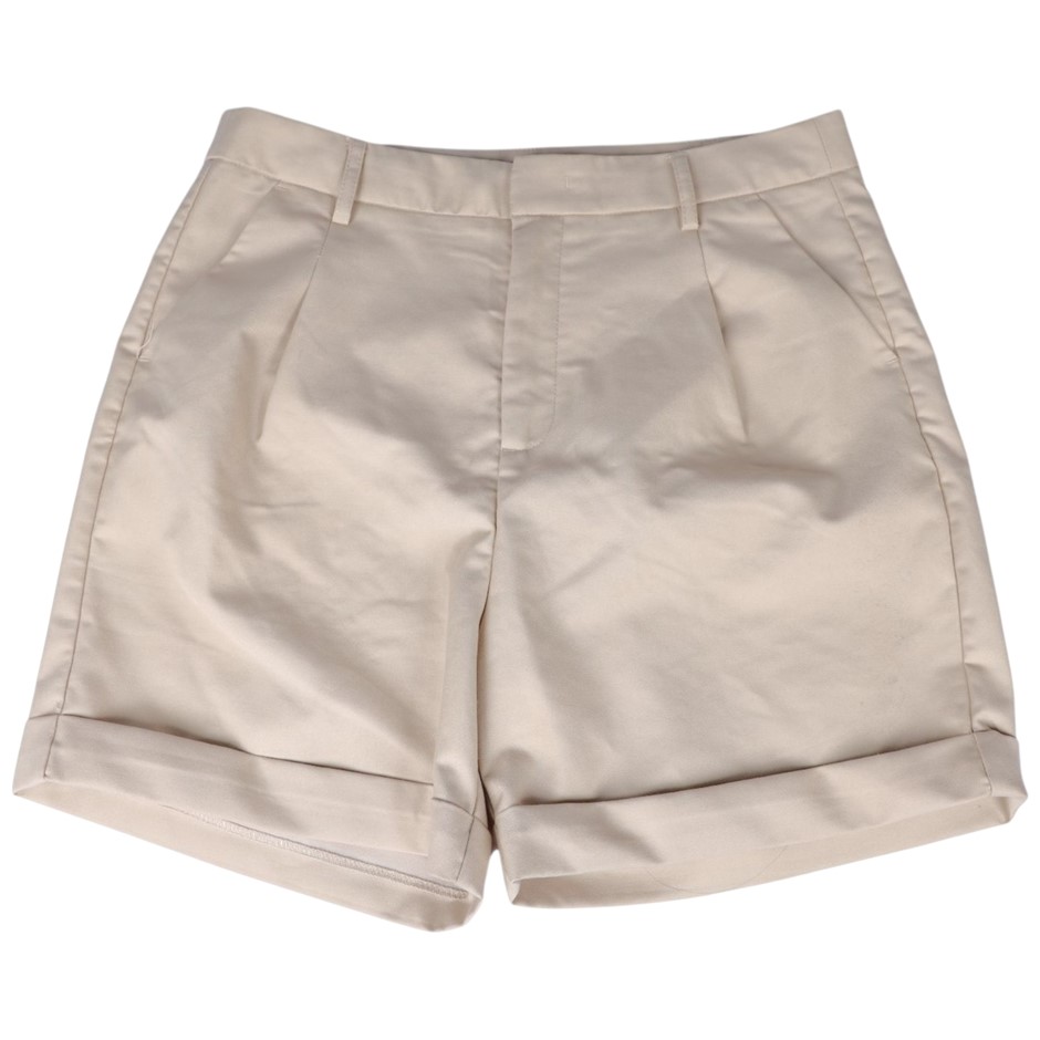ADVENT Women's Tailor Pleated Shorts, Size M, Stone. Buyers Note - Discoun